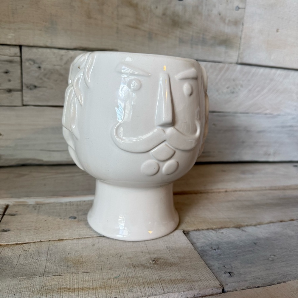 White Ceramic Face Planter